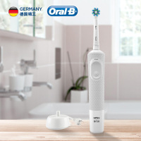 欧乐B(Oralb)电动牙刷 软毛亮白家用充电D100全身水洗自动旋转 成人2D声波震动(自带刷头*1)清纯白
