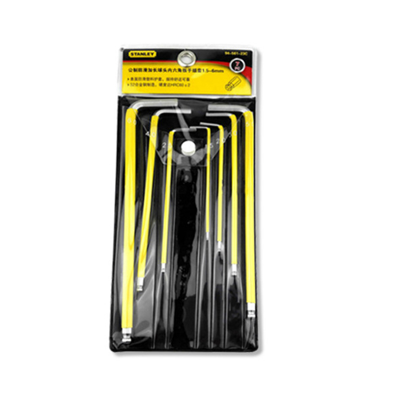 史丹利Stanley 7件套公制防滑加长球头内六角扳手组套1.5-6mm&94-561-23C