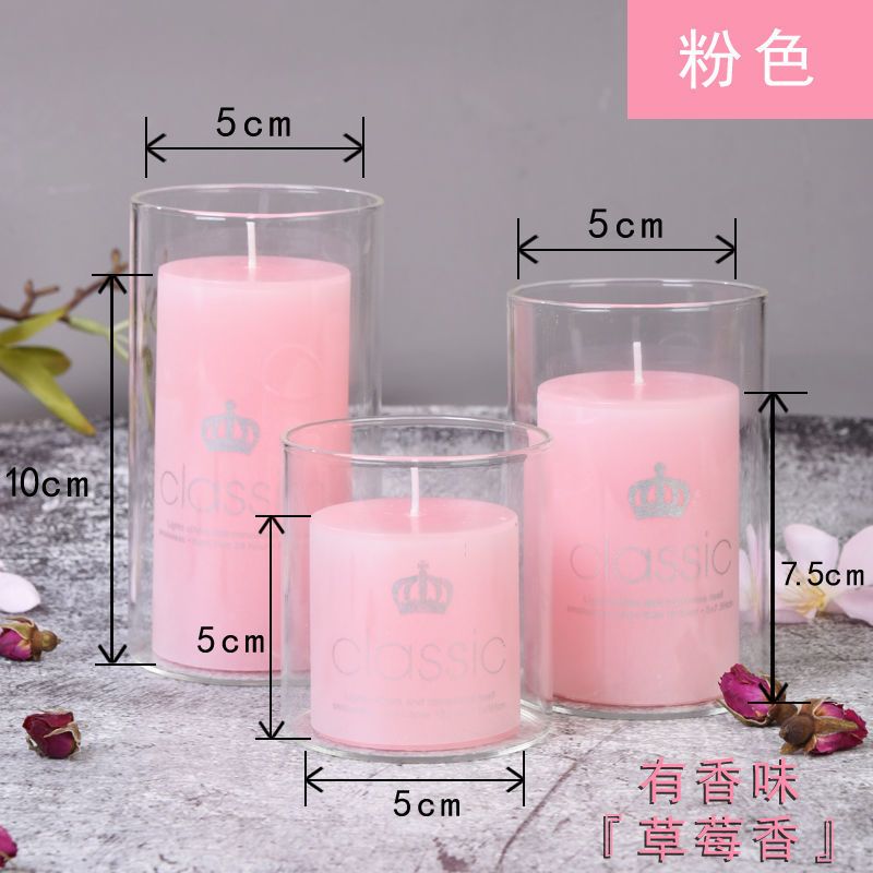 香薰蜡烛 浪漫无烟欧式精油spa 大圆柱烛光晚餐蜡烛 去烟味