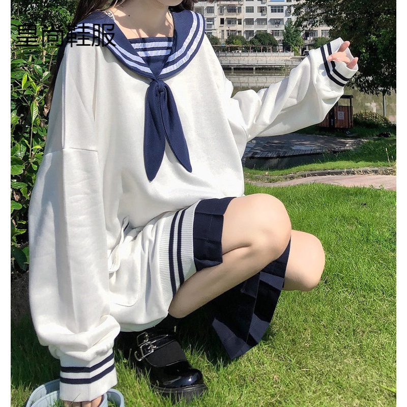 卫衣女新款2020年秋季海军领蝴蝶结日系jk水手服可爱少女长袖上衣