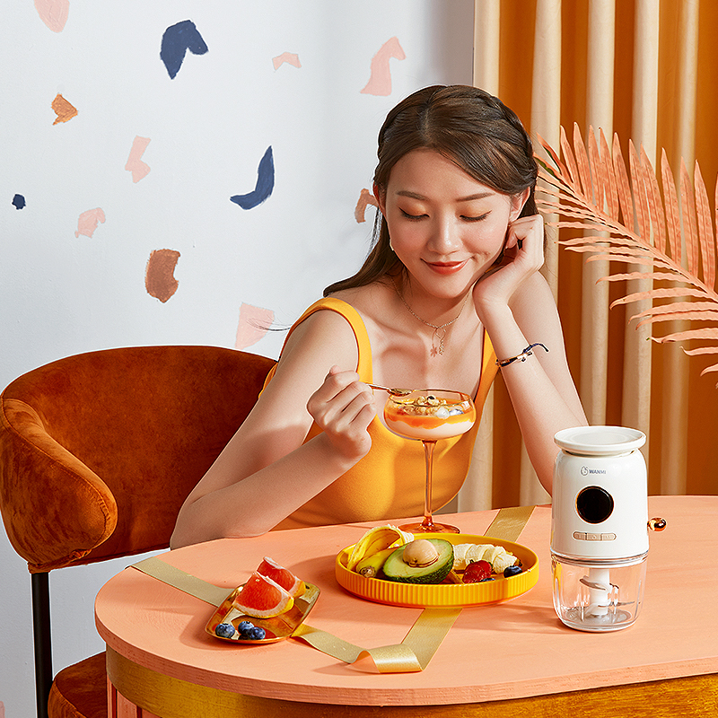 顽米电动料理机婴儿宝宝辅食搅拌机家用奶昔米糊榨果汁蒜泥器小型碎肉机