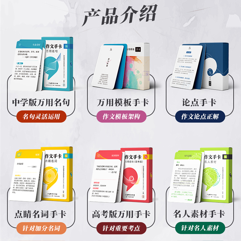 [4盒]论点+高考万能名句+万用+点睛名词 高中通用 [正版]2024版名人名言素材手卡初中高中语文考试作文满分素材 高