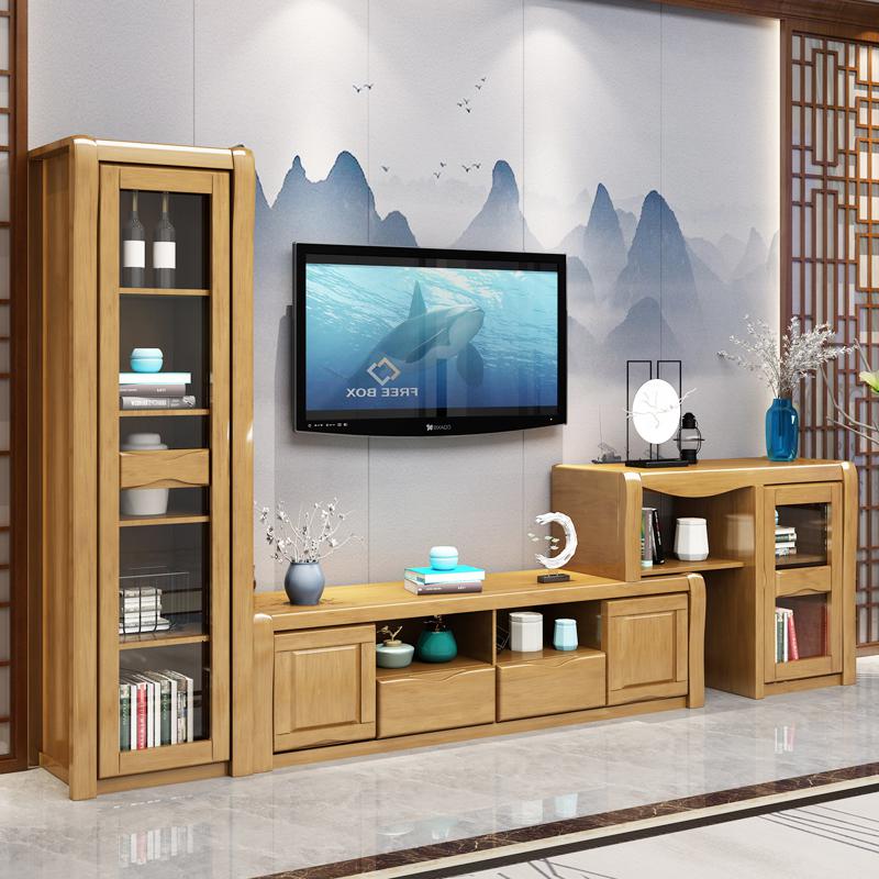 木电视柜组合闪电客客厅伸缩高低地柜酒柜一体影视背景墙柜现代中式