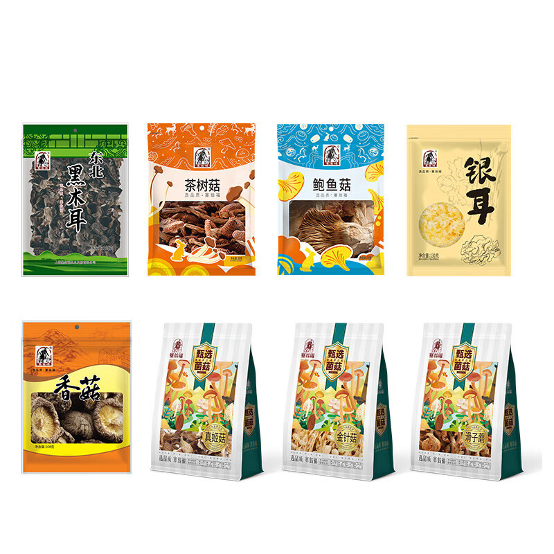 塞翁福 菌菇礼盒(百菇园)836克香菇黑木耳银耳茶树菇杏鲍菇干货汤料大礼包