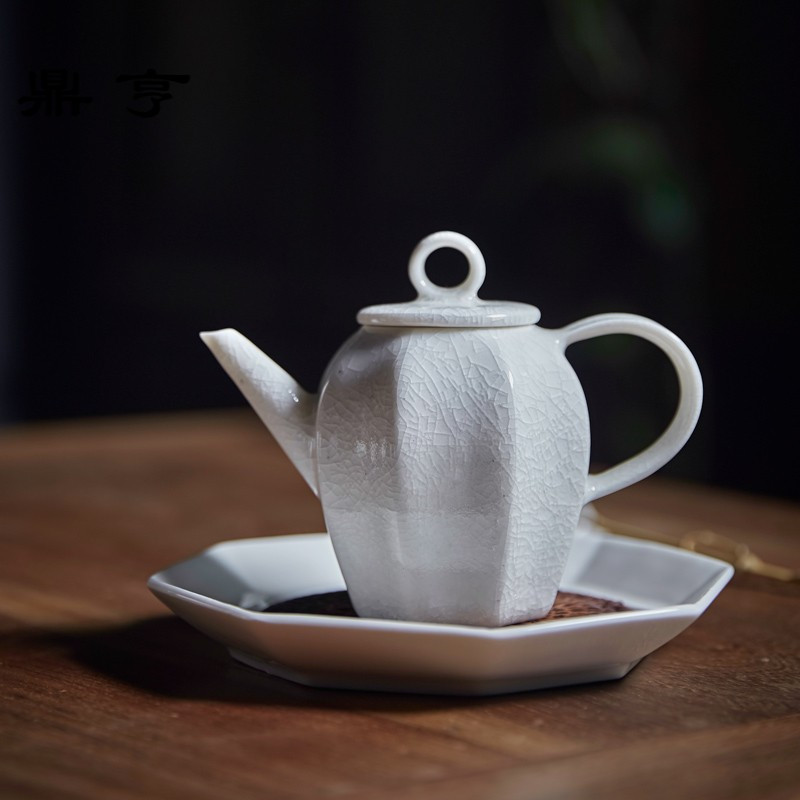 鼎亨陶瓷开片泡茶壶日式功夫茶具红茶小号泡茶器冰裂纹单壶八角壶