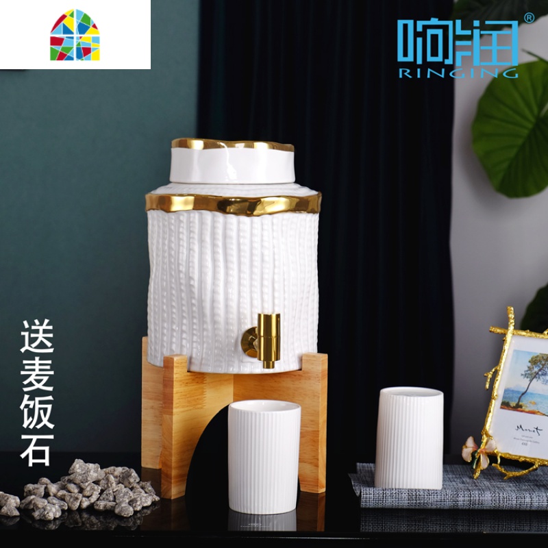 北欧冷水壶带龙头凉水壶水杯家用套装大容量耐高温创意柠檬果汁壶 FENGHOU 8升轻奢白银款-配2杯-送麦饭石