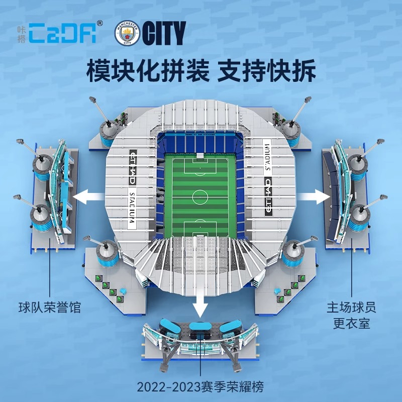 cada咔搭双鹰咔搭曼城伊蒂哈德授权球场街景积木模型拼装玩具1663 曼城球场官方授权高清大图