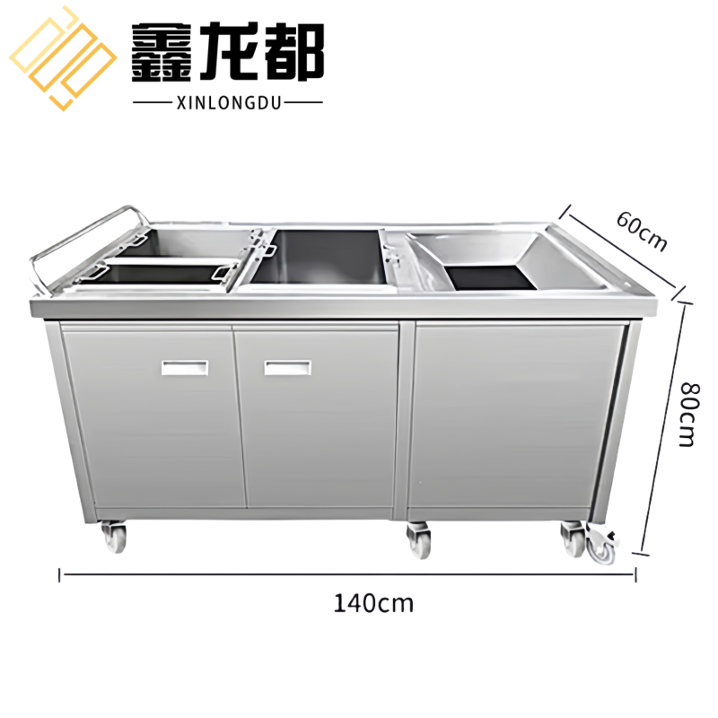 鑫龙都 不锈钢收残车140*60*80cm台