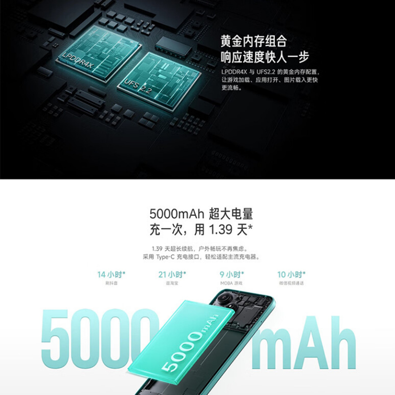 小米Redmi 12R 4GB+128GB 烟青绿 5G 骁龙4Gen2 5000万高清主摄 5000mAh长续航 智能红米手机
