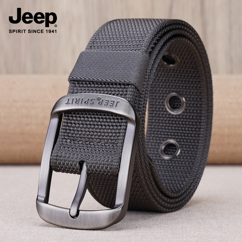 JEEP SPIRIT吉普男士皮带时尚青年帆布韩版休闲尼龙针扣腰带时皮高清大图