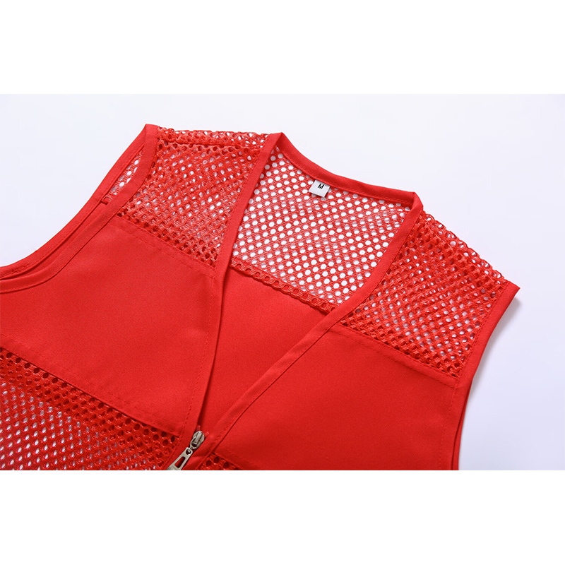 谋福 志愿者马甲 薄款透气网纱网眼工作服 荧光绿 3XL高清大图