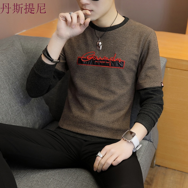 韩版修身男士长袖T恤潮流圆领男装秋衣服小衫秋季打底衫体恤卫衣
