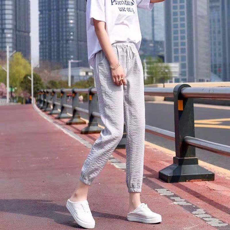 夏季新款ins裤子女学生韩版宽松运动裤显瘦哈伦裤九分休闲裤图片