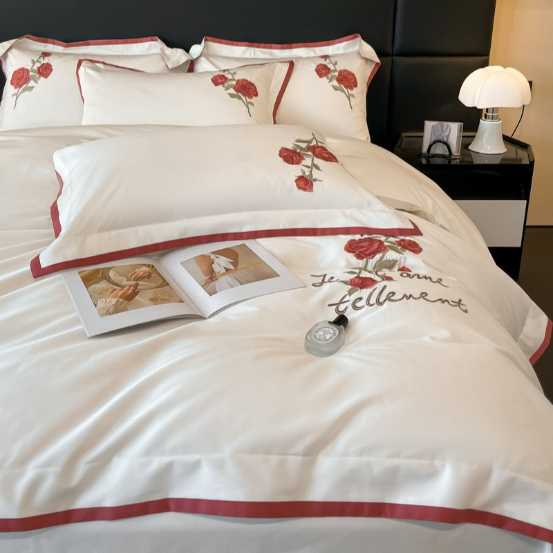 天山柔 220*240cm 100支绣花爱丽丝 四件套 (计价单位:套) 白色高清大图