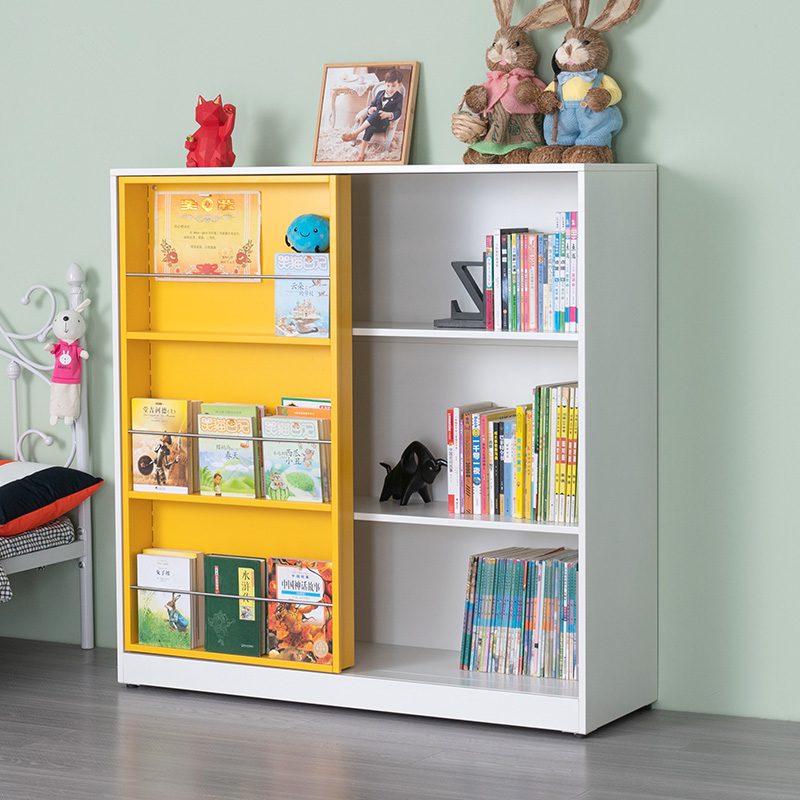 鑫环境 钢制学生书架绘本架家用落地推拉书柜客厅多层可调储物柜展示架玩具收纳架置物架高清大图