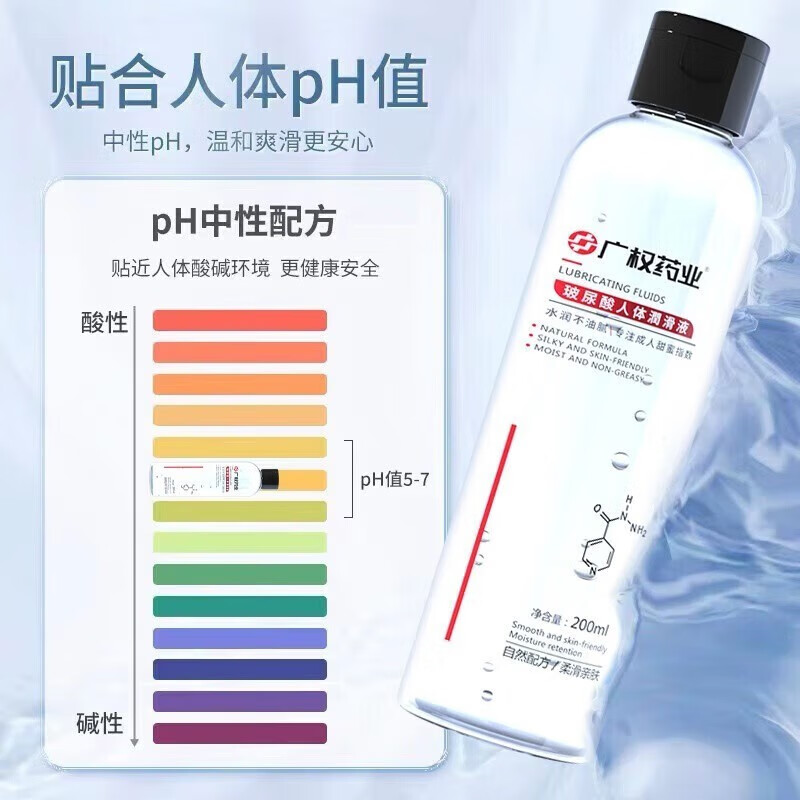 [买1送1]广权药业男女通用玻尿酸水溶性人体润滑液200ML女用私处后庭肛阴道干涩润滑剂夫妻房事润滑油免洗成人情趣性用品高清大图