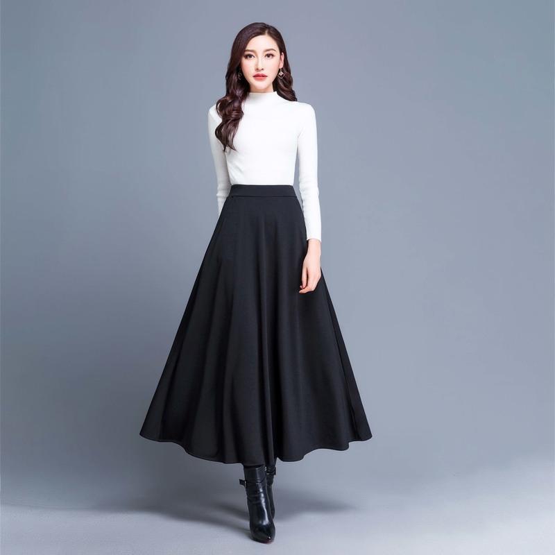 半身长裙大摆裙a字裙高腰显瘦百搭大码女式春夏秋冬四季跳舞长裙黑色