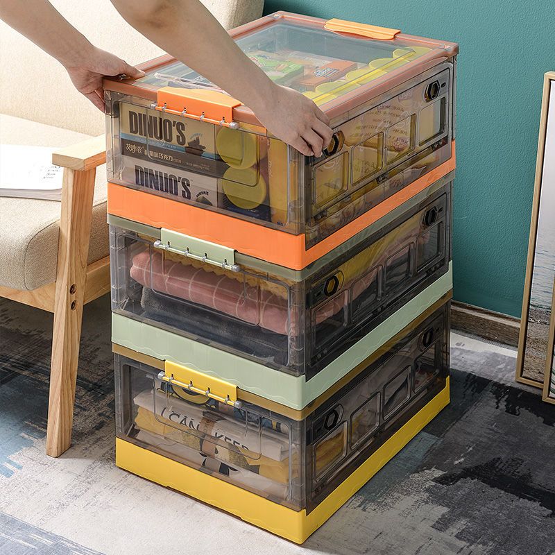 书本收纳箱带轮可折叠透明玩具收纳箱收纳家用整理箱书籍收纳神器促销