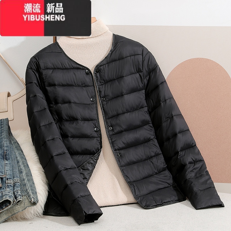 YIBUSHENG内穿小棉袄女加绒加厚内胆棉衣学生校服打底短款保暖羽绒棉服外套 黑色-CT不加绒 3XL120-130斤
