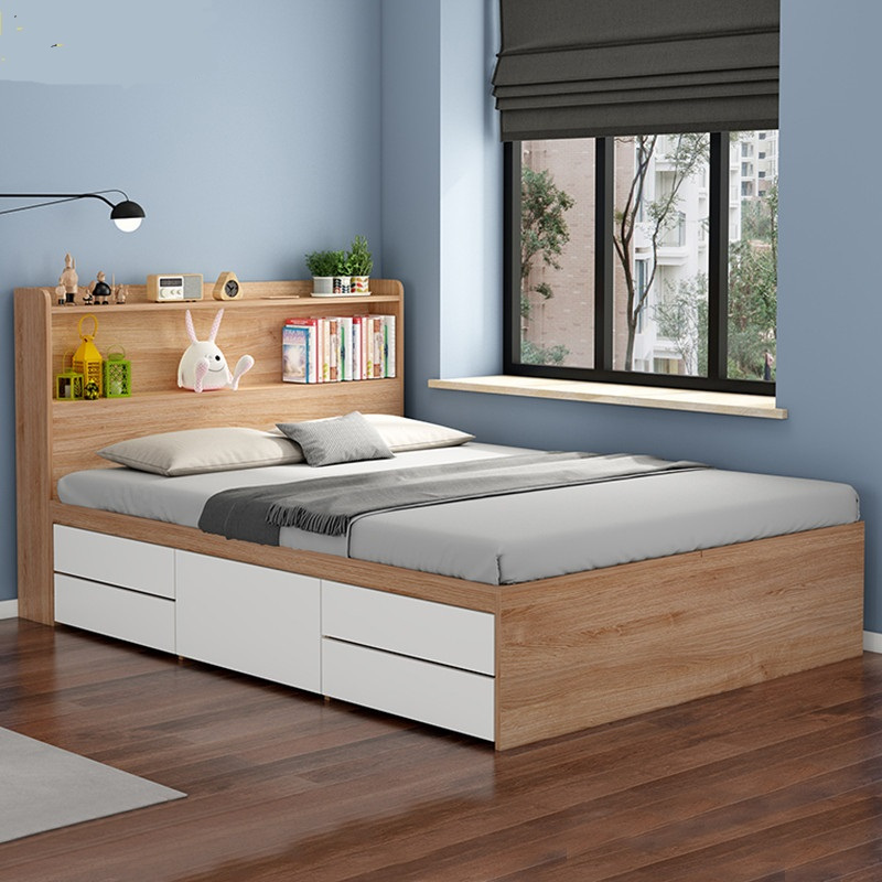 思伶菲实木高箱储物床现代简约榻榻米单双人主卧箱体抽屉式收纳床小