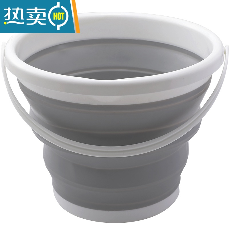 敬平车用后备箱折叠洗车水桶便携式车载旅行钓鱼多功能专用伸缩桶大号 灰色硅胶大号 10L[送收纳挂钩*2]高清大图