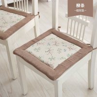 棉麻印花加厚海绵椅垫坐垫垫子汽车座垫餐椅垫椅子座垫坐垫_2 40X40cm（带绑带） 柳条-框形垫
