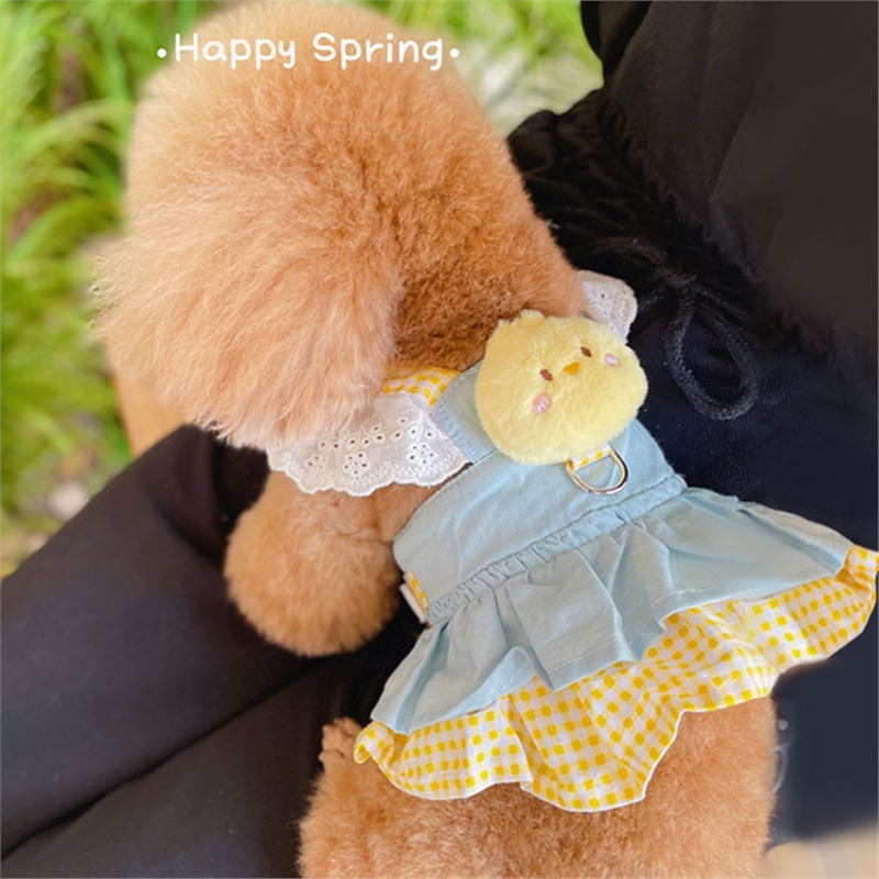 狗狗裙子宠物泰迪比熊公主裙米妮夏季小狗马尔济斯衣服牵引绳