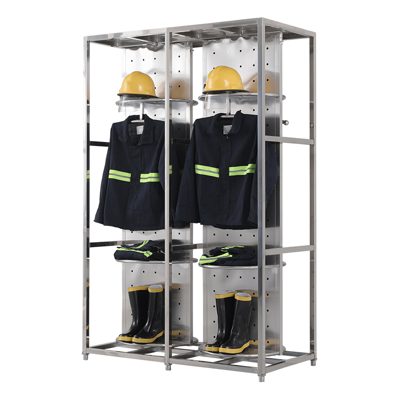 迅众 双人位双面衣架 201不锈钢消防服衣架双面防火防爆快速救援消防服换衣架 201双人位双面衣架