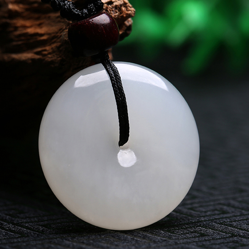 印象眸和田玉羊脂白玉平安扣挂件男女款玉石吊坠附证书