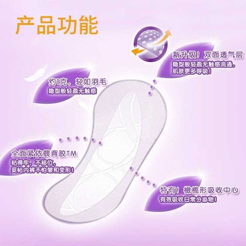 护舒宝 透气纯棉感轻薄护垫无香40片包 *2高清大图