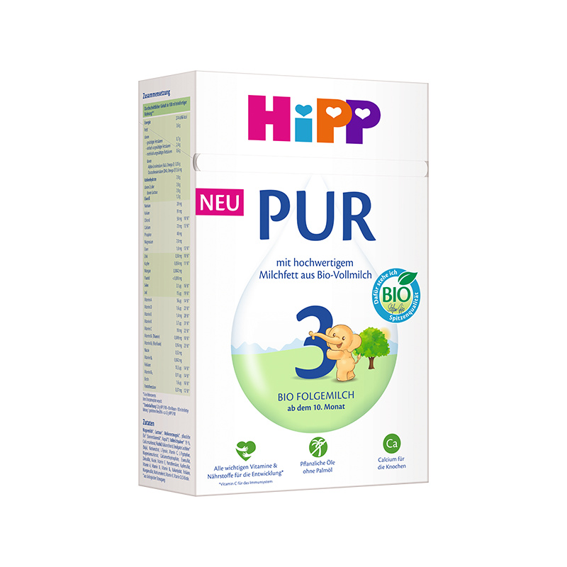 原装进口德国喜宝(HiPP) 欧盟有机奶粉PUR至纯版3段(10个月以上)500g/盒高清大图