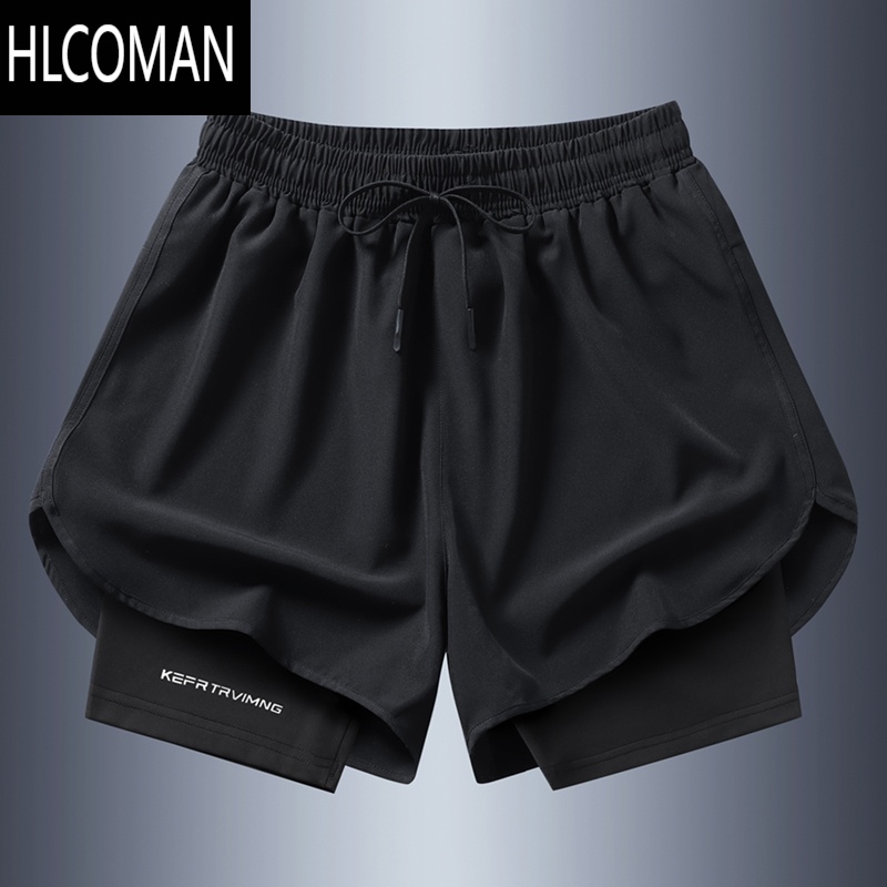 HLCOMAN2025运动短裤假男女假跑步田径训练内衬夏季速干透气健身裤子