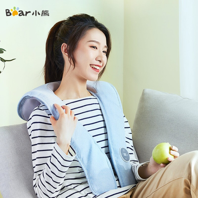 小熊(Bear) 肩颈椎按摩器 颈部背部腰部肩膀家用捶背按摩仪 脖子捶打按摩披肩AMQ-A01X1