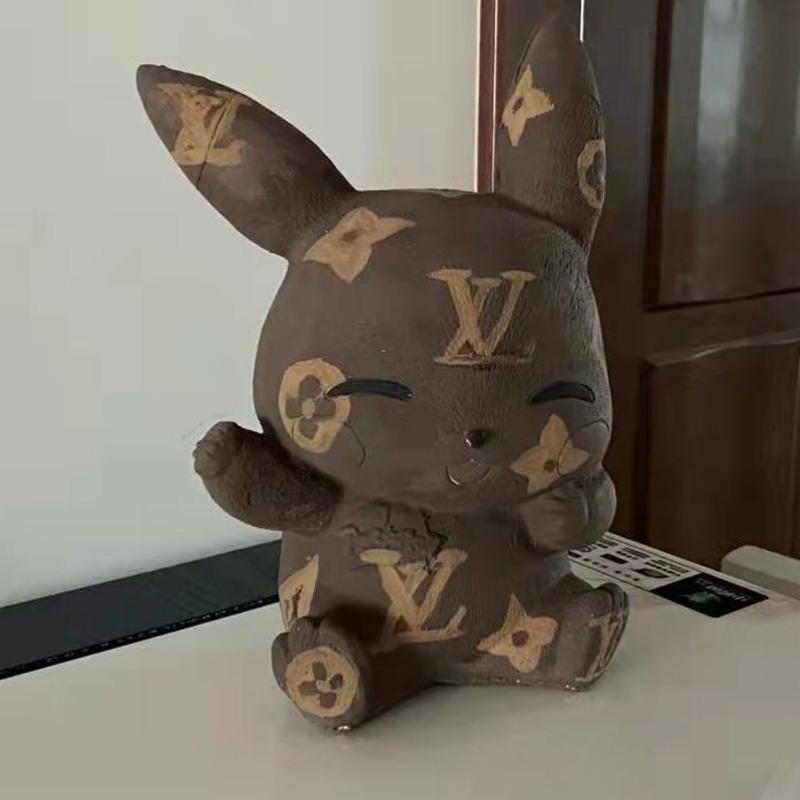 美乐蒂1 关注小店赠十二色颜料+工具 皮卡丘彩绘搪胶涂色白胚涂鸦绘画手工diy存钱罐搪胶玩具女非石膏