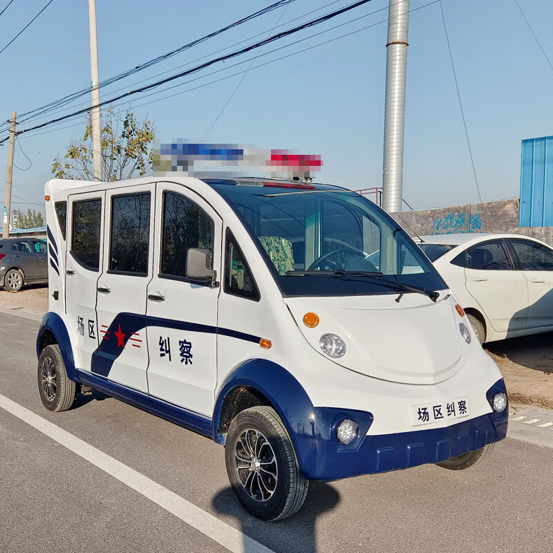 德武军恒电动巡逻车三排8座全封闭四轮观光车4000瓦+72v150ah*9只铅酸电池刹车助力方向助力