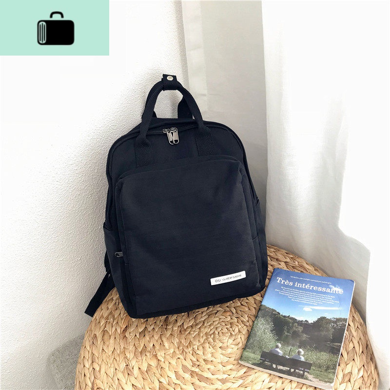 ins双肩包女2020年新款潮书包女韩版原宿ulzzang大高中学生背包NEWLAK 黑色