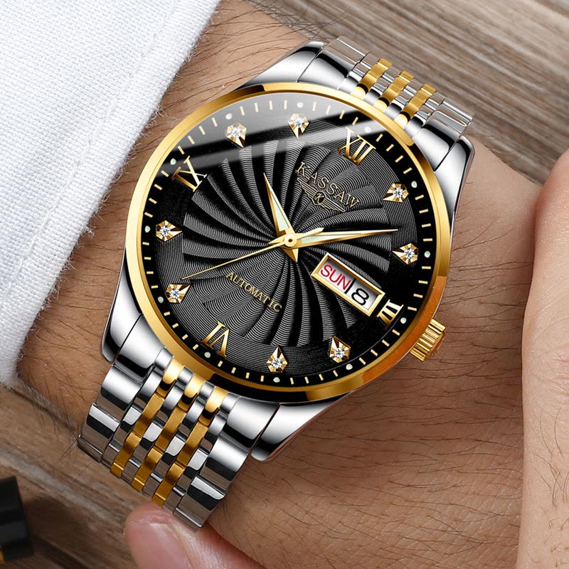 卡梭(KASSAW)手表自动机械表双日历机械男表时尚商务休闲夜光防水手表男K869G K864G图片