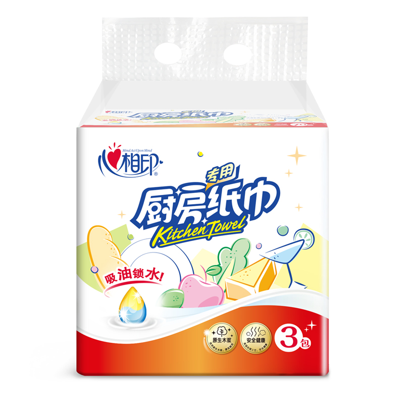 心相印 70抽塑装无印花厨房纸巾 卫生吸油吸水厨房纸 抽纸吸水纸 纸巾 KDT170高清大图