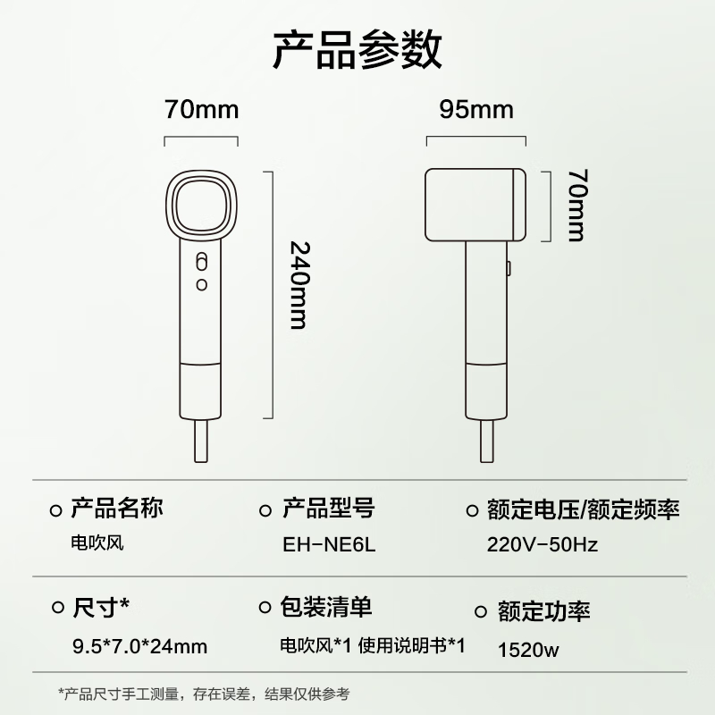 松下家用高速电吹风机小森林霞光紫EH-NE6L高清大图
