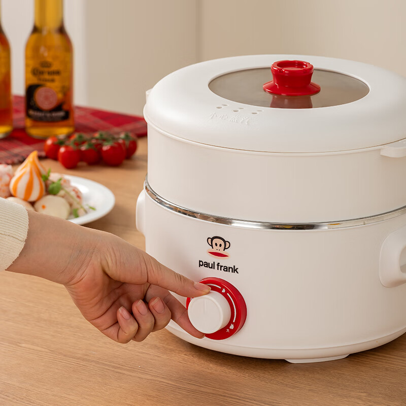 大嘴猴(Paul Frank)速腾电火锅DZH-H1015多功能锅电煮锅加蒸笼煎煮炸多用锅家庭聚会家用3.4lL高清大图