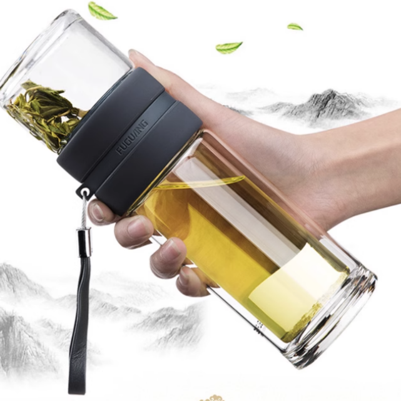 富光 G1609 紫金泡茶师双层灰玻璃杯290ml(单位:个)颜色随机发货高清大图
