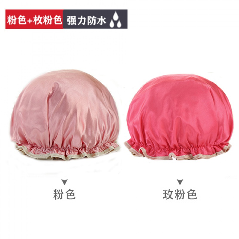 防水浴帽女款长发时尚洗澡帽发罩化妆头套厨房防尘防油烟帽子女款 三维工匠 2个装(粉色+玫粉色)高清大图
