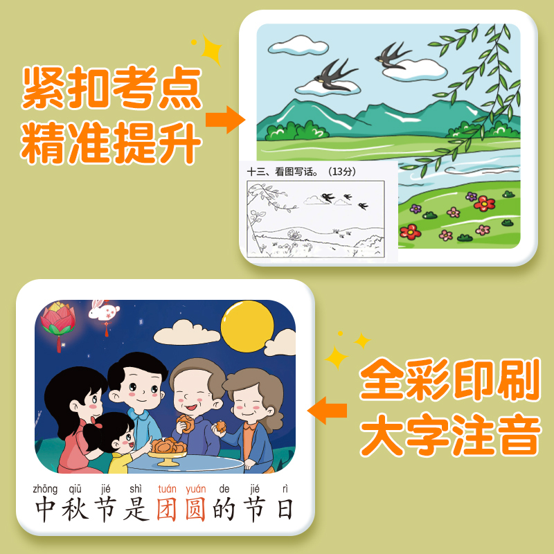 [一年级上下册全套]看图写话专项训练+字帖 小学通用 [正版]六品堂看图写话一年级专项训练字帖二年级每日一练小学生练字帖