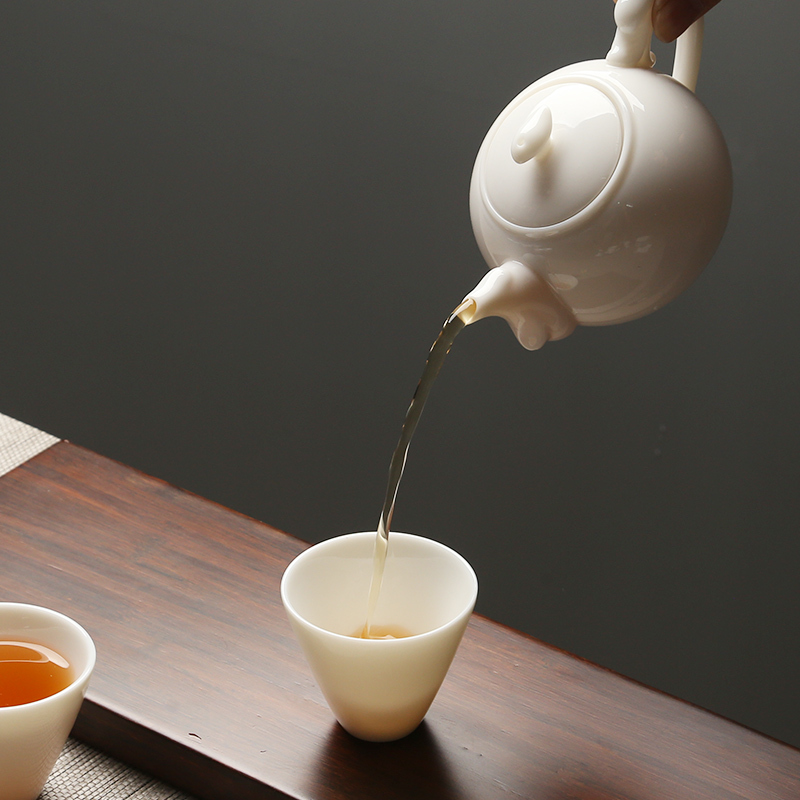 苏氏陶瓷(SUSHI CERAMICS)茶壶羊脂玉中国白如意陶瓷功夫茶具泡茶壶猪油白亮光款礼盒装