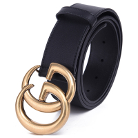 [直营] 古驰(GUCCI)古驰 男士金色双G互扣牛皮板扣式腰带皮带 奢侈品