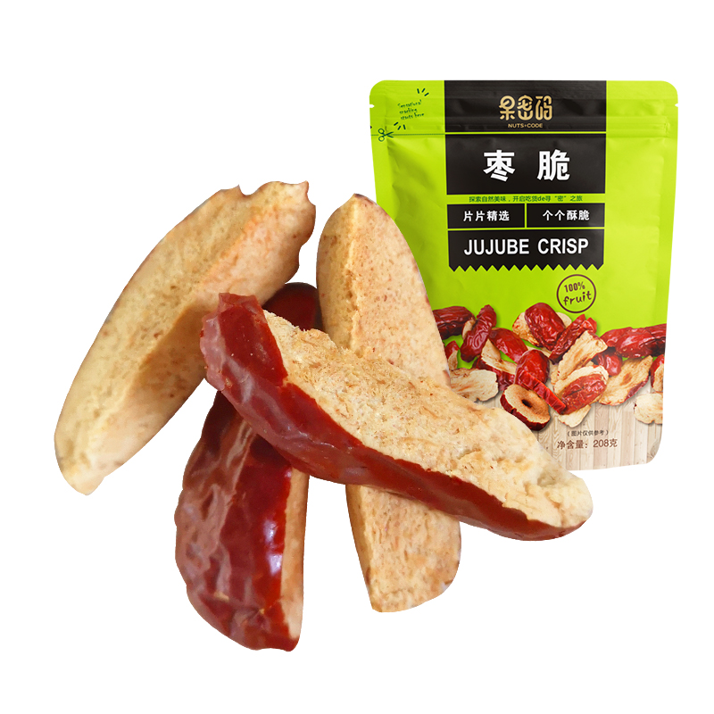 事农果密码系列雪枣脆枣片骏枣脆208g(休闲零食)