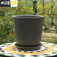 三维工匠加厚防陶瓷花盆绿萝吊兰专用大号塑料盆创意 个性北欧简约带托盘 A款深灰色 小花盆容器