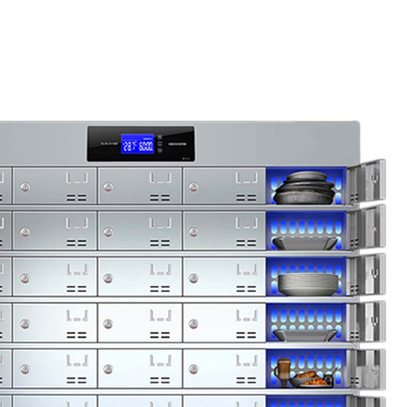 鑫升顺不锈钢员工食堂消毒碗柜餐厅紫外线高温餐盘餐具柜多格饭盒储物柜50门餐盘柜 紫外线消毒高温热风循环高清大图