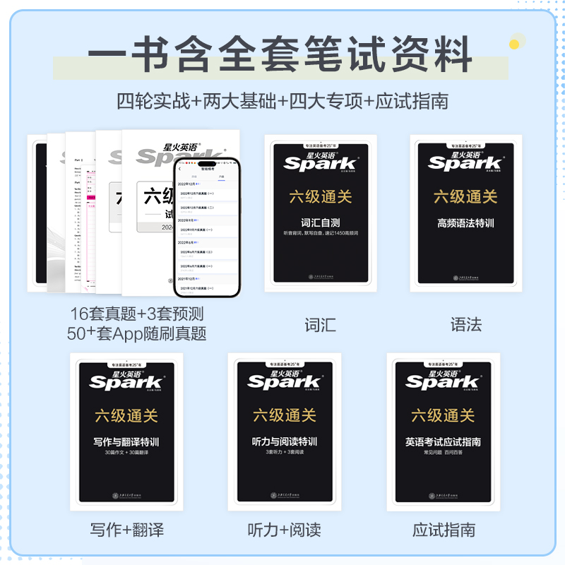 六级试卷+词汇 [正版]2025年6月星火英语六级考试真题词汇乱序版单词书备考试卷全套复习资料大学cet6级历年真题词汇高清大图