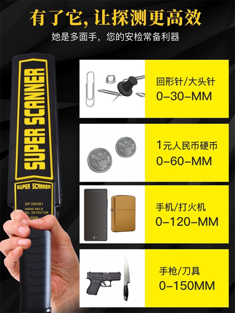 迅众 充电款金属探测仪手持式手机探测器高精度小型考场安检仪棒红外检测仪器高清大图
